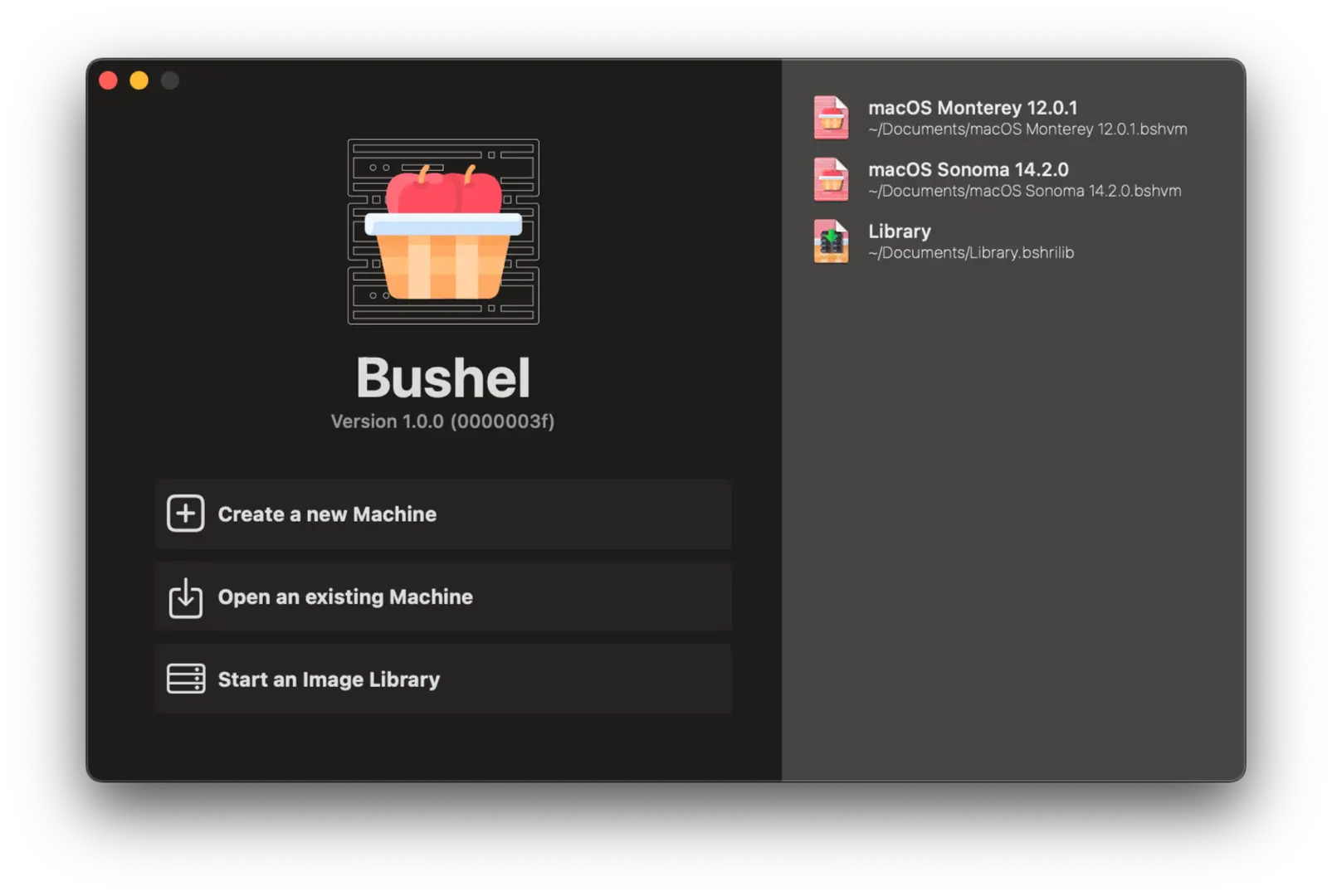 Welcome Screen from Bushel